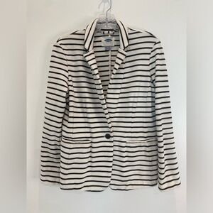 Old Navy Women Stripe Black And White Long Sleeve Button Blazer Jacket Size M